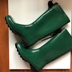 Vintage Forest Green Tall Rainboots Size 6